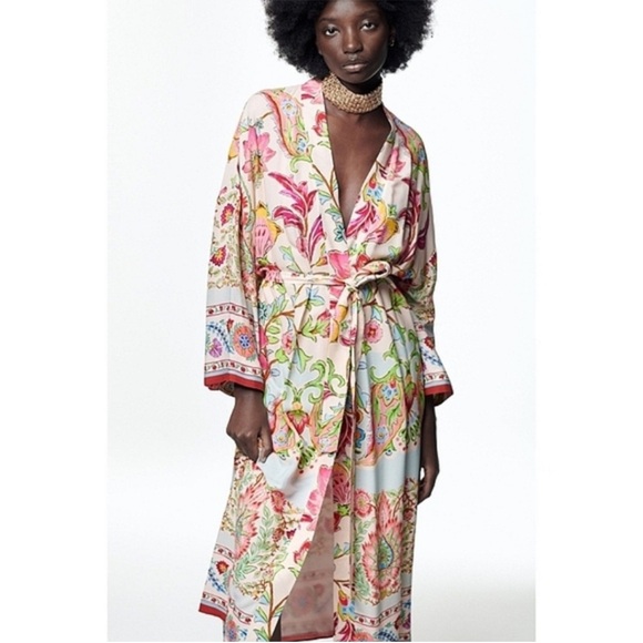 NWT Zara Floral Kimono Robe - Picture 3 of 16